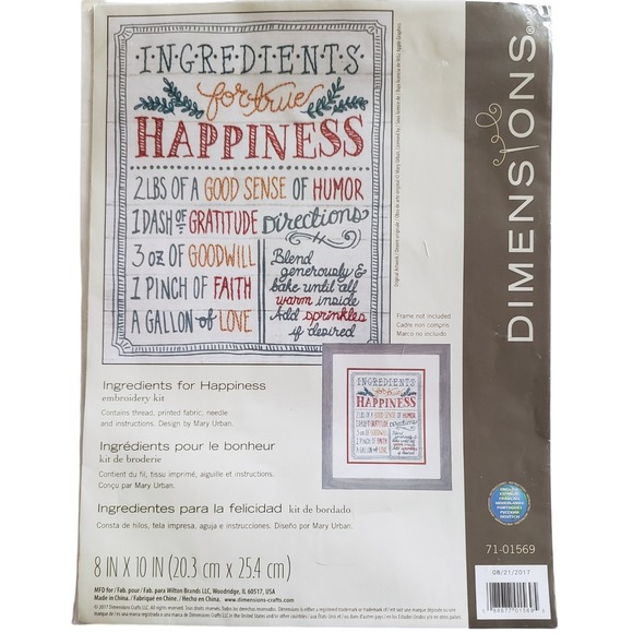 Dimensions Other - Dimensions Ingredients for Happiness Sampler Recipe Embroidery Kit 71-01569